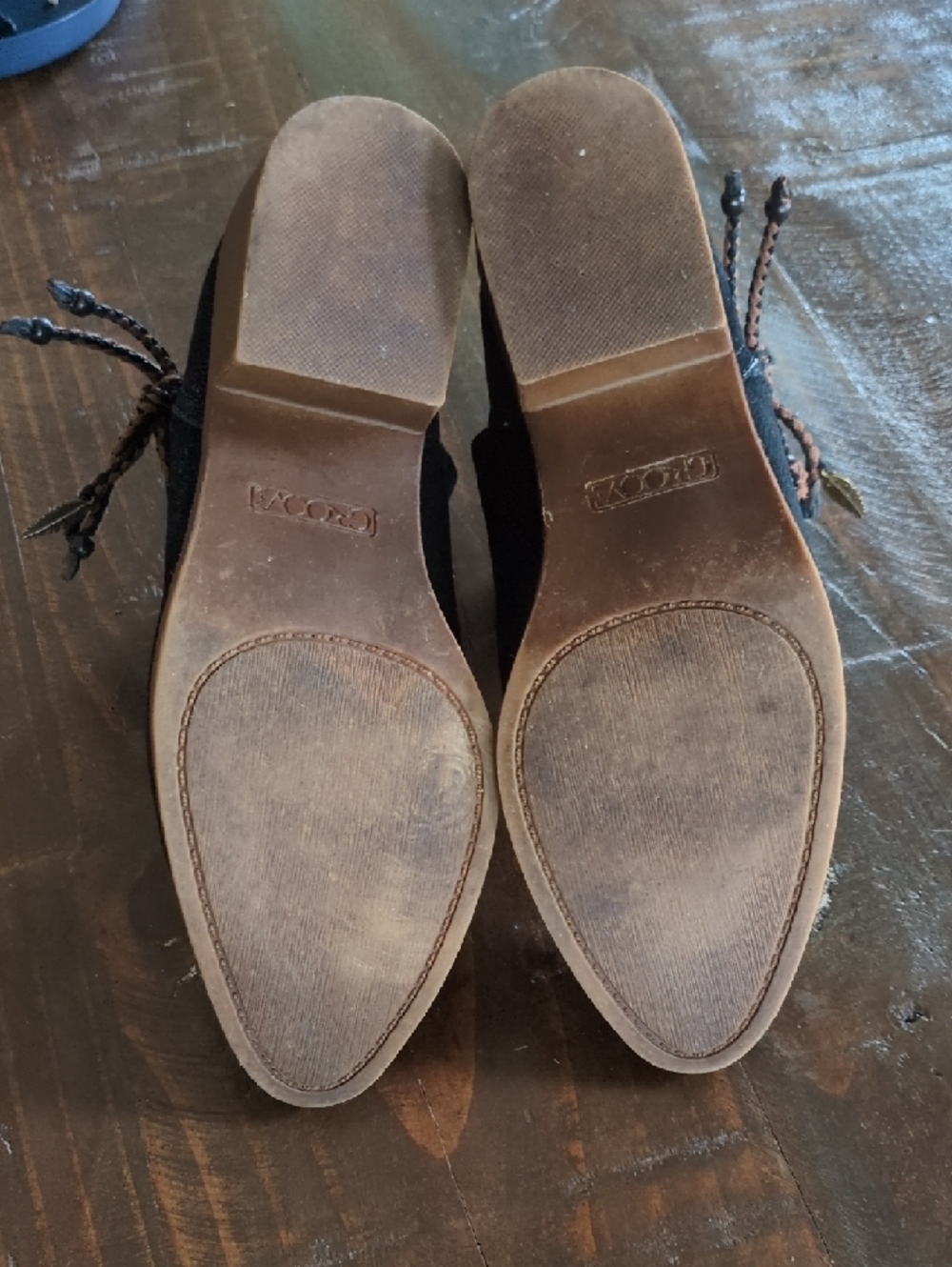 Womens Black Ankle Booties with Side Tie - Picture 5 of 6